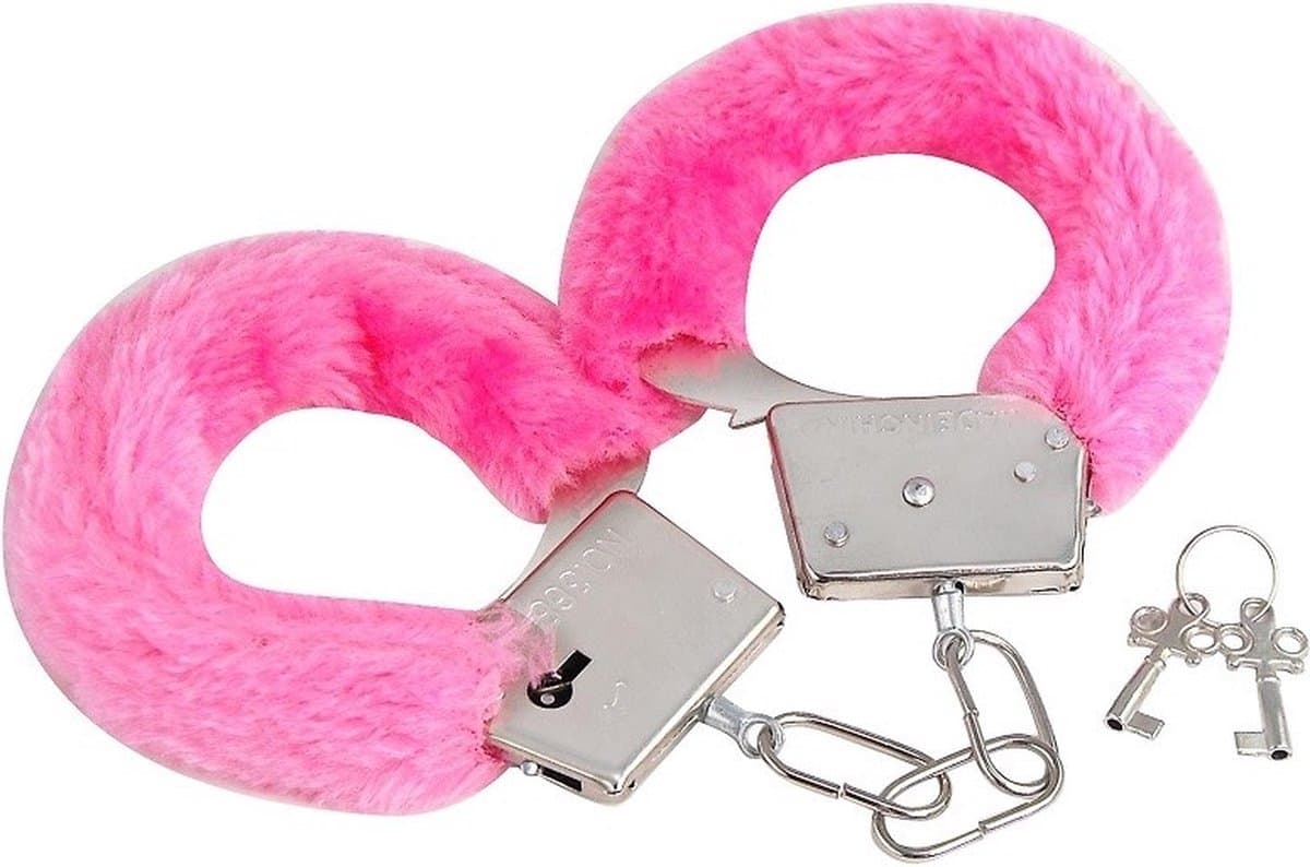 Nooitmeersaai - Handboeien Seks - Seksspeeltje - Erotiek - Pluche - Roze — afbeelding 1