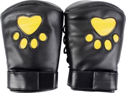 Banoch - Perrito Mittones - dog paws mittens bondage - PU Leer - geel voetje - puppy play — thumbnail 6