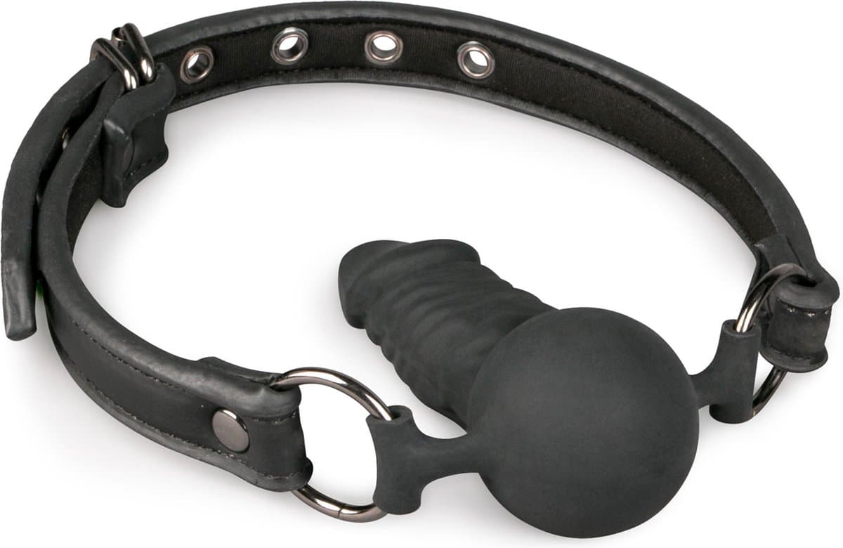EasyToys - Ball Gag met Siliconen Bal - Duurzaam - BDSM - BDSM Toys - Sex Toys voor Vrouwen en Mannen - Mondknevel - Balgag - Erotisch Spel - Zwart — afbeelding 1