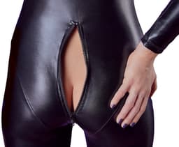 Cottelli Collection – Extravagante Catsuit met Lange Mouwen en Rits voor een Kinky Uitstraling – Maat M – Zwart — thumbnail 6