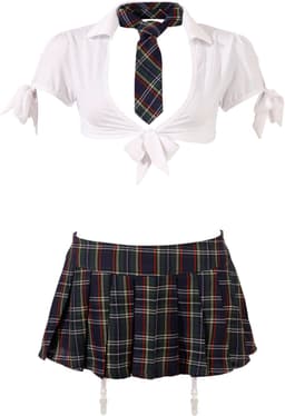 Cottelli Collection – Stout School Meisje Set met Rok en Top voor Ondeugende Meiden – Maat S – Wit — thumbnail 14