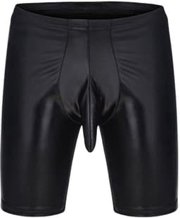 Short Met Penis Slurf - Zwart - Latex Wetlook - Boxer - BDSM — thumbnail 1