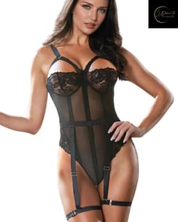 Plus Size – Sexy Lingerie Body – Luxe Lingerie – Classy – Kant – Erotische Lingerie – Bodysuit – Strapless – Jarretelset – Lingerieset – Kinky – Erotische Body – Shapewear Corset – Strappy Harnas – Top – Dare to Undress Maat S, M, L, XL, XXL, 3XL/4XL — thumbnail 7