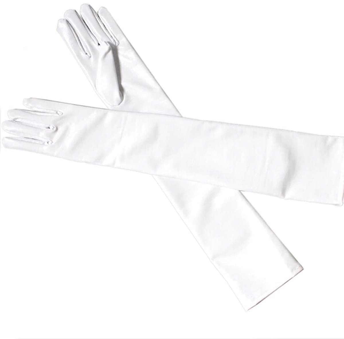Latex Wetlook Handschoenen - Lange Uitvoering - BDSM - Wit - 54CM - One Size — afbeelding 1