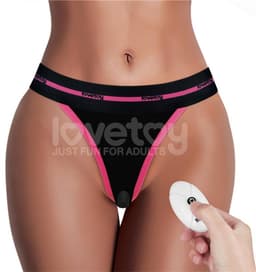 LoveToy - Slut - Bedrukt Vibrerend Sexy Slipje - Zwart — thumbnail 2