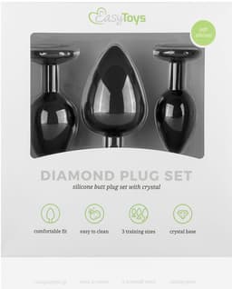 EasyToys - Siliconen Buttplug Set met Diamantjes - Siliconen - Buttplugs - Buttplug Set - Anal Plug - Sex Toys voor Vrouwen en Mannen - Seksspeeltjes - Butt Plug - Zwart — thumbnail 12