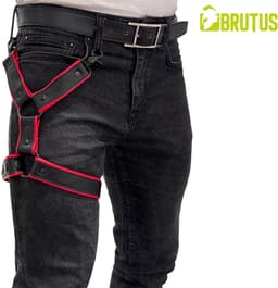 BRUTUS Leather Leg Harness Black-Red — thumbnail 1