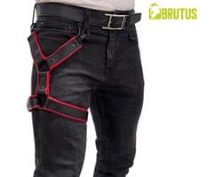 BRUTUS Leather Leg Harness Black-Red