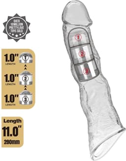 Pretty Love - Verlengende Penis Sleeve - 28 cm - Transparant — thumbnail 2