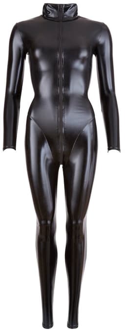 Cottelli Collection – Extravagante Catsuit met Lange Mouwen en Rits voor een Kinky Uitstraling – Maat L – Zwart — thumbnail 2