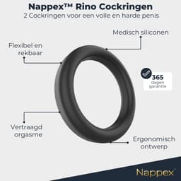 Cockring Siliconen 2 Maten - Nappex™ Rino Penisring Set voor een Stevige Erectie [Discreet Verzonden] - Penisringen voor Mannen - Rekbare Ballstretcher - Sex Toys voor Mannen en Koppels - Kamasutra - BDSM - Seksspeeltjes - Erotiek — thumbnail 4