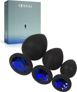 OHYES 3-Delige Siliconen Buttplug Set – Anal Butt Plug – Seks Toys voor Mannen & Vrouwen – Anale Seksspeeltjes - Buttplugs Anaal Speeltje met Diamanten - Blauw — thumbnail 1