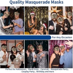 Maskers - Venetiaans oogmasker - Retro gouden masker - Masker gala - Gemaskerd bal masker - Feest masker - Dames en Heren - Carnaval en Halloween Verkleed Masker — thumbnail 4