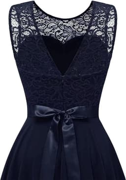Dames Jurk - Avondkleding Feestjurk - Bruiloft Gast - Elegante Kant - Lange Pasvorm - Zwart — thumbnail 6