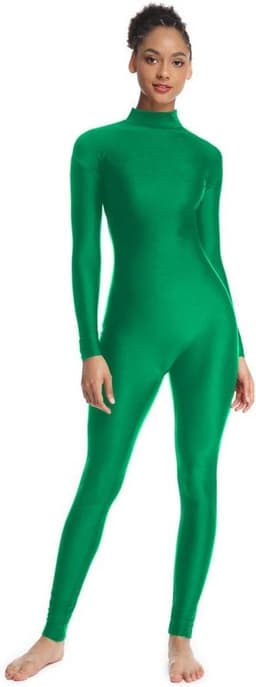Unisex Full Body Catsuit Dames Turnpakje Hoge Hals Lange Mouwen Spandex — thumbnail 2