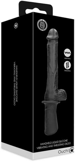 Hand Held Liquid Silicone Vibrating and Thrusting Sex Machine - Black — thumbnail 9