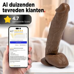 Rosebay XXL Dildo - Grote Dildo - Reusachtige Dildo - Realistische Dildo met Balzak - Dildo met Zuignap - Dildo voor Mannen en Vrouwen - XL Dildo - 31 cm - Donker Bruin — thumbnail 10