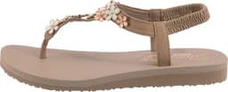 Dames Slippers - Sandalen Teenslippers - Zomerse Dag - Decoratieve Band - Yoga Foam Voetbed - Taupe — thumbnail 5