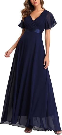Avondjurk Dames - Feestjurk Maxi - Bruiloft Gast - V-hals Chiffon — thumbnail 6