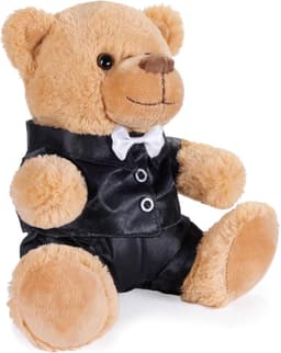 Bruidspaar Knuffels - Teddyberen Set - Cadeau Huwelijk - Elegante Pakken - 25 cm Hoog - Bruin en Zwart — thumbnail 6