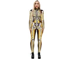 Dames Skelet Kostuum Halloween Stretch Catsuit Jumpsuit Bodysuit