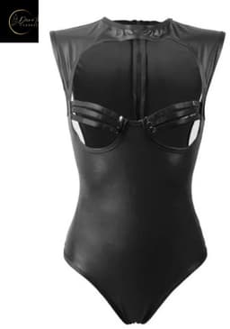 Sexy Lingerie Body Dames – Luxe Lingerie – Zwart – Wetlook Lingerie met Cut-Out Detail – Lak – Latex – Erotische Lingerie – Bodysuit – Lingerieset – Kinky – Erotische Body – BDSM – Shapewear Corset – Leer – PU Top – Dare to Undress Maat S, M, L, XL — thumbnail 13