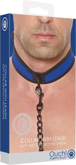 Shots - Ouch! Neopreen Halsband met Riem black,blue — thumbnail 4