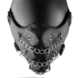 Gezichtsmasker BDSM Ketting PRO Deluxe - Masquerade - Bondage - Seks masker - Leder en katoen - One size — thumbnail 2