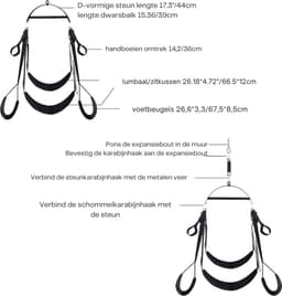 Sex Schommel - Sex Swing Extra Stevig – Seksschommel – Seksspeeltjes voor Koppel – Seks Schommel BDSM – Erotiek Toys - Sex Sling – Love Swing – Discreet Verpakt – Zwart — thumbnail 3