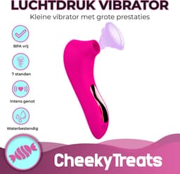 CheekyTreats Luchtdruk Vibrator – Air-Pulse Clitoris & G-Spot Stimulator – USB Oplaadbaar – 10 Standen – Waterdicht – Roze — thumbnail 4