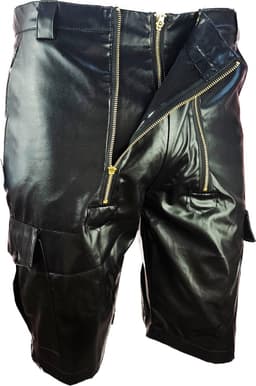 BNDGx® - Korte Broek Heren - Maat L - Open kruis Erotische Sex kleding - Nep Leer BDSM porno outfit Man Rollenspel kleding — thumbnail 1