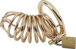 Banoch | Cockcage Goud metaal | Chastity Cage met 3 ringen | 40 mm, 45 mm & 50 mm — thumbnail 5