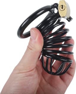 Banoch | Cockcage Zwart metaal | Chastity Cage met 3 ringen | 40 mm, 45 mm & 50 mm — thumbnail 2