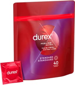 Durex Condooms Thin Feel met Extra Glijmiddel - 2 x 40 stuks - Voordeelverpakking — thumbnail 1