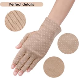 Vingerloze UV-beschermende handschoenen voor dames - 2 paar - antislip - voor auto rijden en outdoor zomeractiviteiten - Khaki/Grijs - ultieme bescherming tegen de zon — thumbnail 5