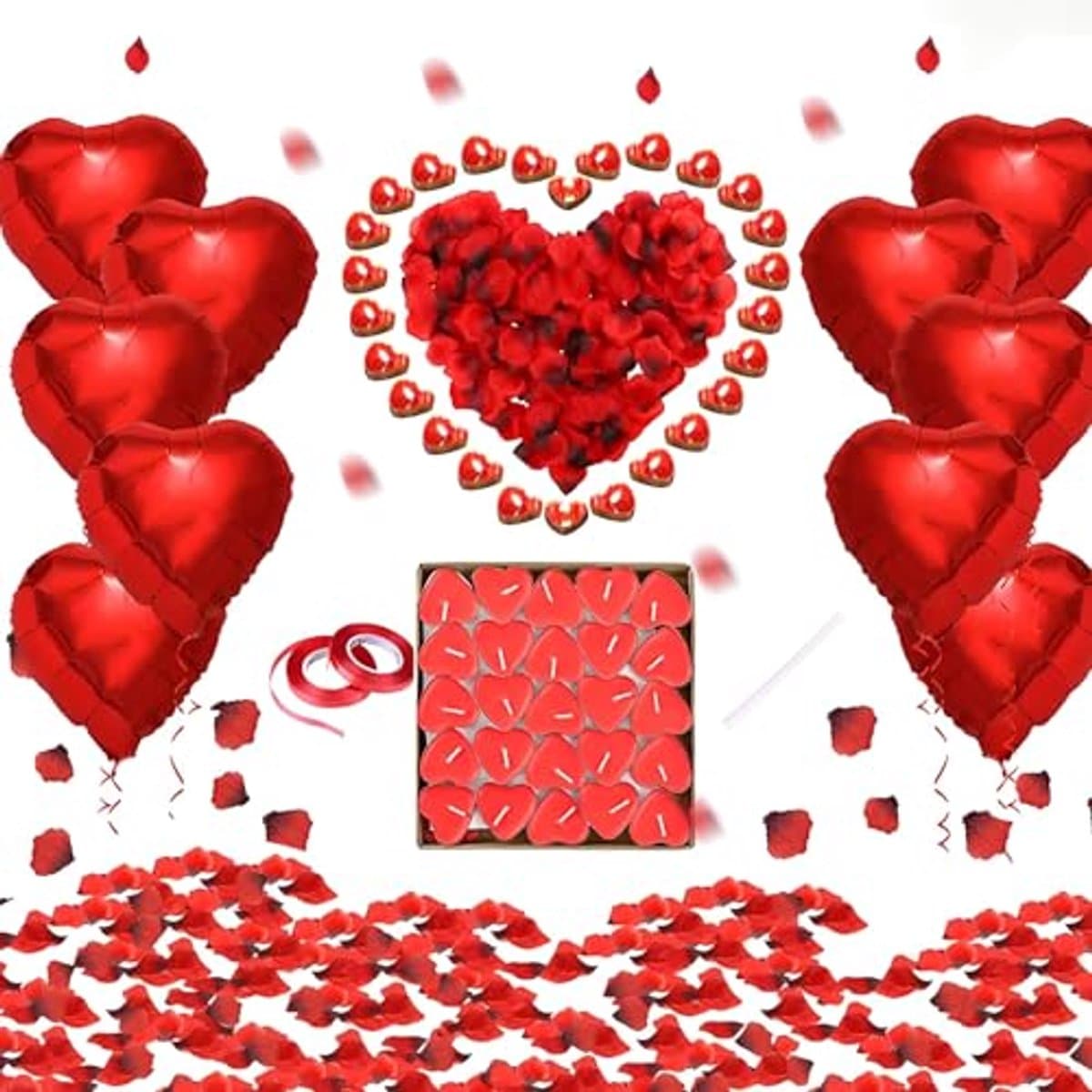 Romantische Theelichtjes en Rozenblaadjes Set voor Valentijnsdag — afbeelding 1