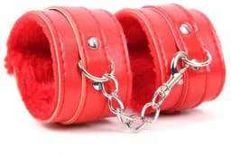 Leren Handboeien met Bont - Rood - SM Bondage Sex - Erotiek Set voor BDSM - Erotische Seksspeeltjes - Sex Toys - Sexy Lingerie - Valentijnsdag Cadeau Voor Hem & Haar - Valentijn Cadeautje Mannen & Vrouwen — thumbnail 2
