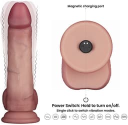 LoveToy - Sliding Skin Vibrerende Dildo Pro II - Met Afstandsbediening - 20 cm - Lichte Huidskleur — thumbnail 12