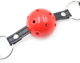 Smart Moves - Ball Gag - Plastic Bal met Ademgaten - Rood/Zwart — thumbnail 3