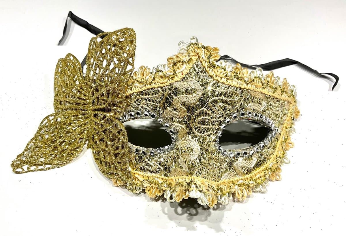 Venetiaans Masker - Maskerade Masker- Kantpatroon - Goud/Zilver — afbeelding 1