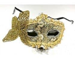 Venetiaans Masker - Maskerade Masker- Kantpatroon - Goud/Zilver