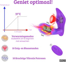 G2B® Clitoris Zuiger - Luchtdruk Vibrator met Afstandsbediening - Clitoris & G-spot Stimulator - Vibrators voor Vrouwen Realistisch & Koppels - 20 Standen - Verwarmd - Waterproof - Sex Toys Couples - Paars — thumbnail 6