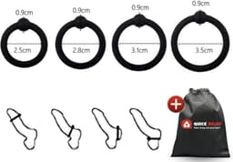 Quick Relief Quadruple Ring™ - Cockring - Set van 4 Cockringen - Penisring - Penisring Set - Siliconen - Extra Stimulatie - Ballstretcher - Zwart — thumbnail 1