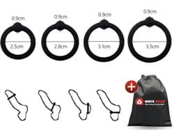 Quick Relief Quadruple Ring™ - Cockring - Set van 4 Cockringen - Penisring - Penisring Set - Siliconen - Extra Stimulatie - Ballstretcher - Zwart