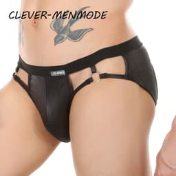 Open-butt-Slip-sexy-Heren-Goedkoop-Pu-Sexy-lederlook-Gay-Homoslip-Model-Erotisch — thumbnail 2