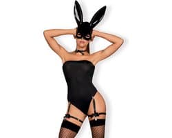 Obsessive Bunny kostuum- Erotische Rollenspel Kleding - Maat L/XL - Zwart