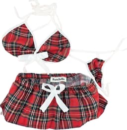 BamBella ® Sexy Cosplay Rollenspel kleding outfit dames Schoolmeisje - Onesize Rood — thumbnail 6