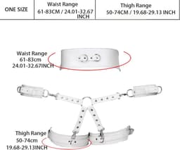 Lederen cross bondageharnas met handboeien - Romp en bovenbeen bondage - BDSM vastbinden - Buik harnas - Verstelbaar - Multifunctioneel - Gesp - Leer — thumbnail 2