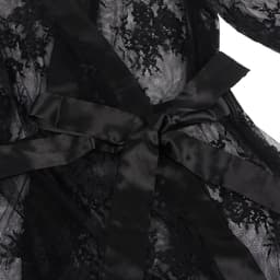 Sexy Lingerie - Elegante Erotische Babydoll - Kimono - Satijn met Kanten verwerking met lange mouw + bijpassende String - Sexy Teddy - kleur Zwart - Maat XS/S — thumbnail 6