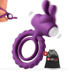 Quick Relief Duo Rabbit Vibrator™ - Cockring - Cock Ring Vibrerend - Penis Ring - Sex Toys voor Mannen en Vrouwen - Verstelbaar - Siliconen — thumbnail 1
